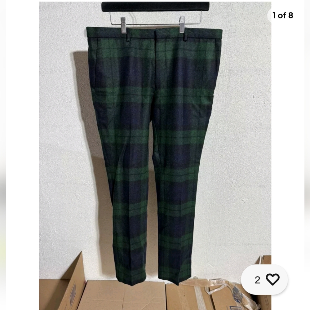 Heart and Dagger Moon Wool 30S Green Blue Plaid